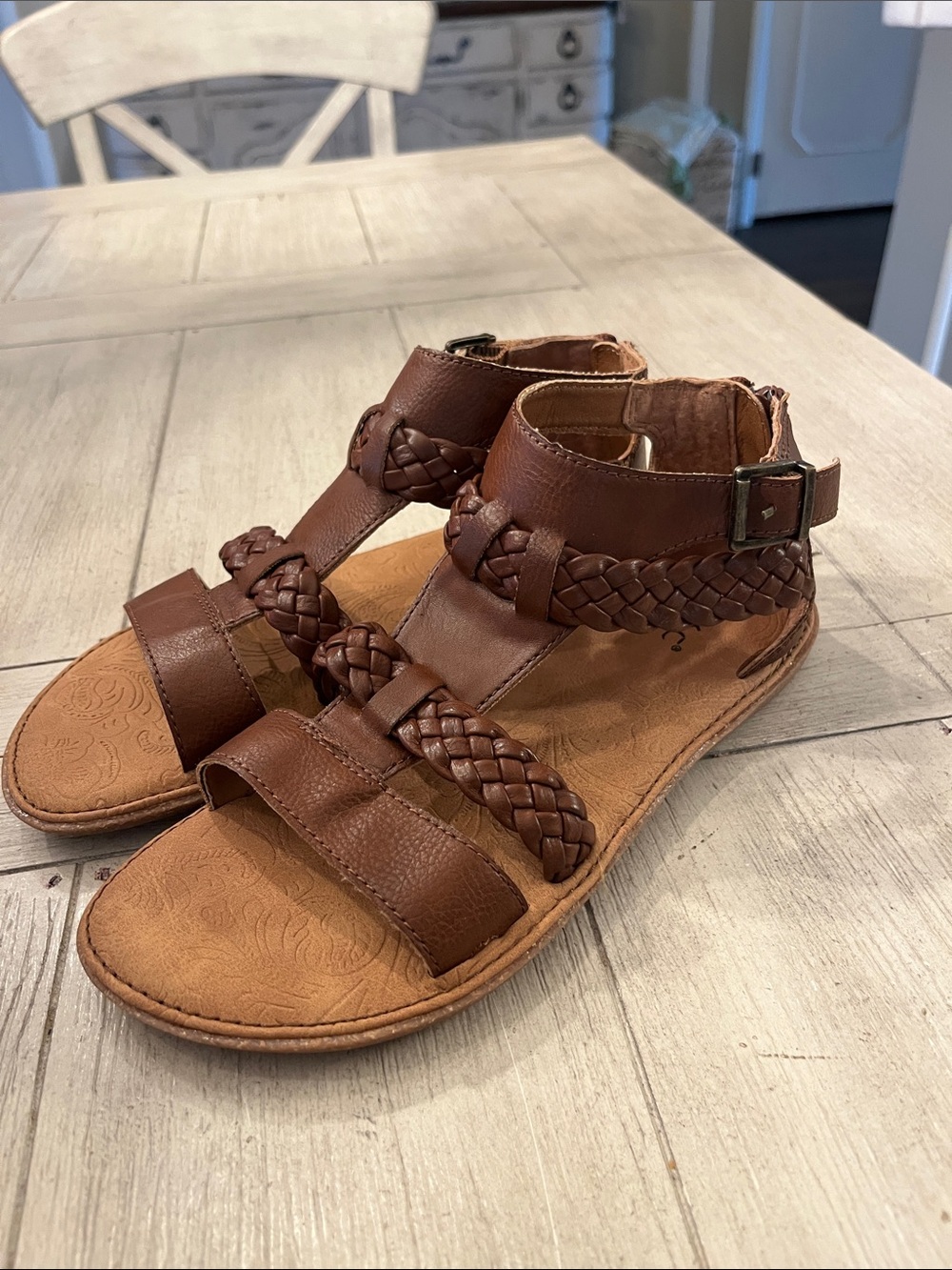 b.o.c. Brown Braided Gladiator Sandals